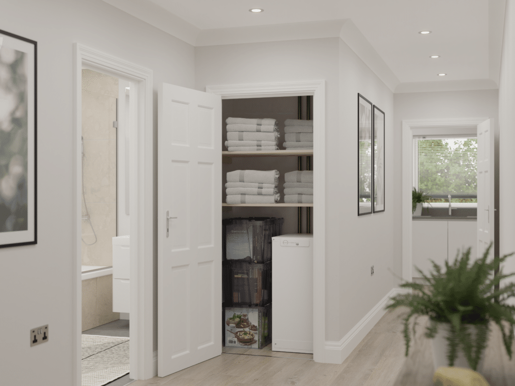 Hall cupboard with Thermino and towels