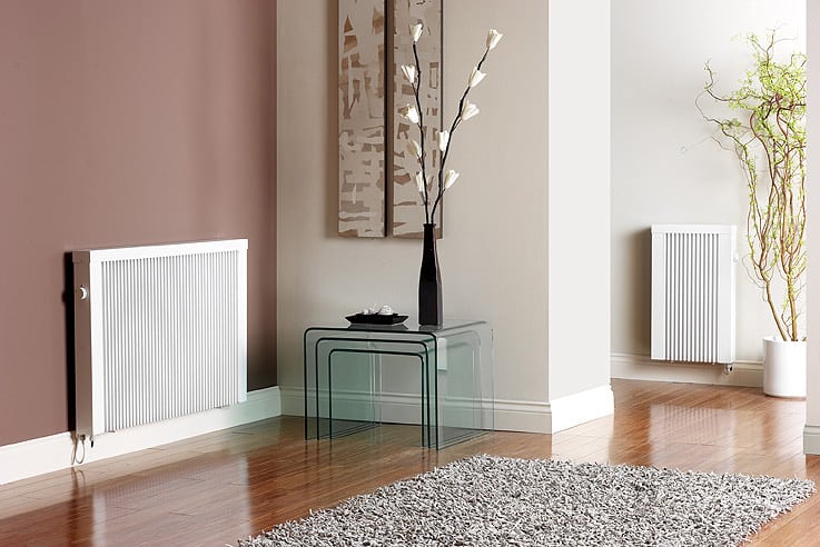 RadTherm electric radiator on a pink wall
